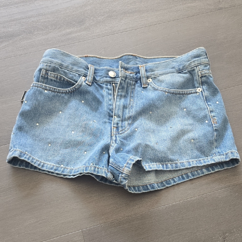 Zadig & Voltaire Studded Blue Jean Shorts